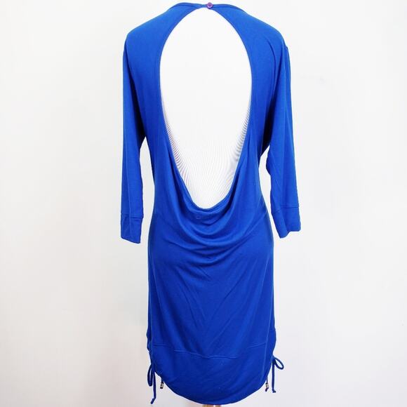 COOGI Australia Blue‎ Logo Studded Long Sleeve Drape Open Back Dress Size Large - Picture 11 of 12